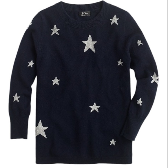 J. Crew Sweaters - J Crew Everyday Cashmere Crewneck Sweater with Intarsia-Knit Stars